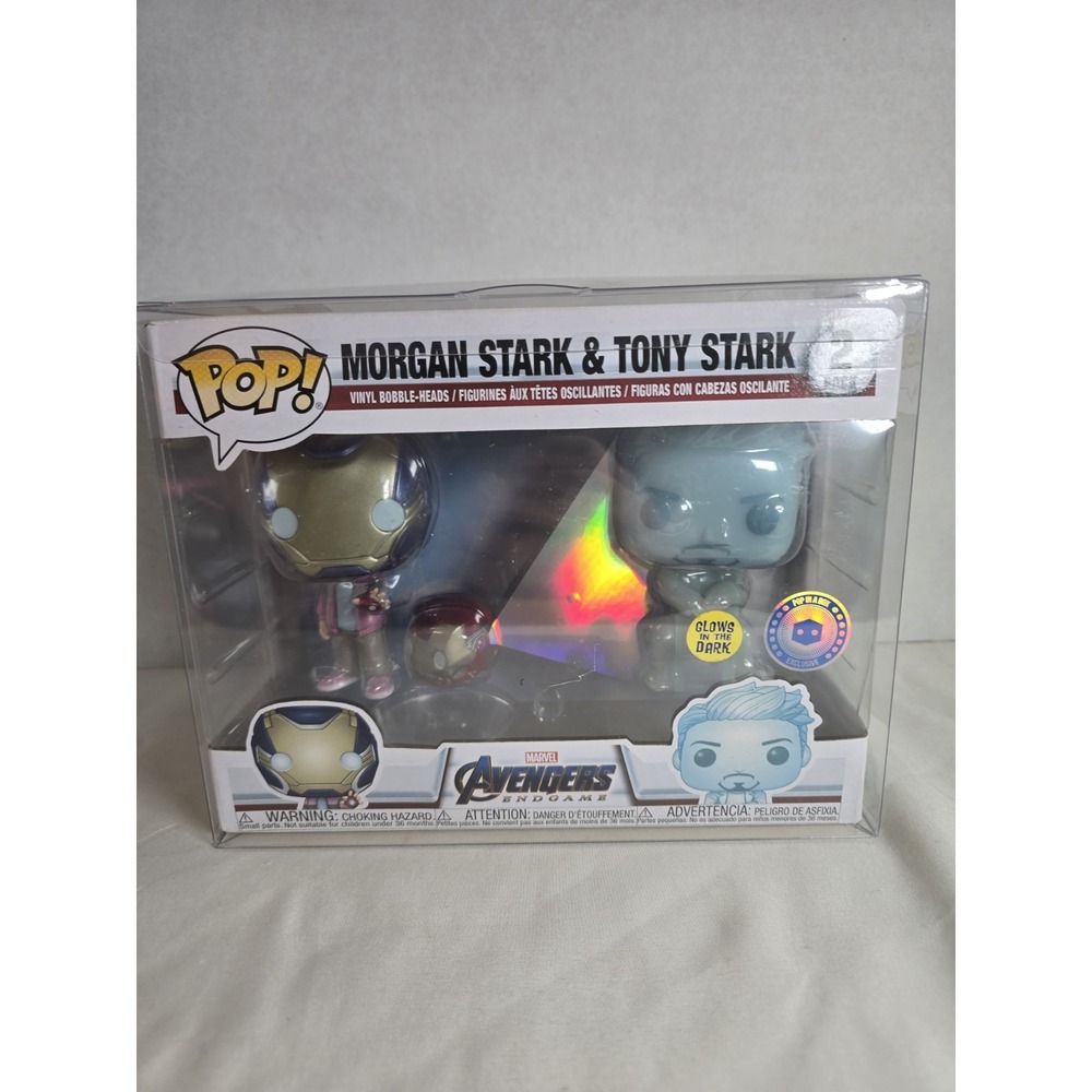 Funko Pop! Avengers End Game Morgan & Tony Stark Glow‎ 2 Pack Special Edition